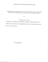 Knowledge and Attitude About Sanitation in Ghana: Correlation of Knowledge with Attitudes about Sanitation in the Marketplace among Adults Surveyed in Two Areas in Ghana