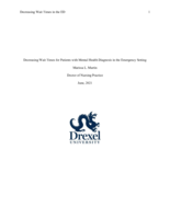 Decreasing wait times for patients with mental health diagnosis in the emergency setting