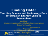 Finding Data: Teaching Science and Technology Data Information Literacy Skills to Researchers