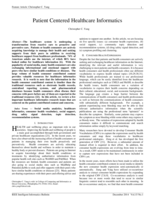 Patient-Centered Healthcare Informatics