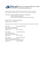 Incorporating Digital Technologies in Mathematics to Enhance Student Engagement: An Investigation of Early Elementary Teachers' Experiences