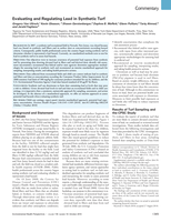 Evaluating and regulating lead in synthetic turf