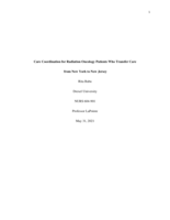 Care coordination for radiation oncology patients who transfer care from New York to New Jersey