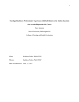 Oncology healthcare professionals' experiences with individuals on the autism spectrum who are also diagnosed with cancer