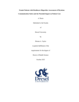 Female patients with healthcare disparities assessment of physician communication style and the potential impact on care