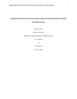 Implementation of the FAST Exam to Reduce Time to the Operating Room with Blunt Abdominal Trauma