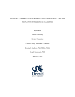 Autonomy considerations in reproductive and sexuality care for people with intellectual disabilities