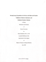 Resting energy expenditure in 18-20 year old males and females: validation of indirect calorimetry and published predictive methods