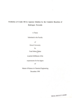 Oxidation of crude oil in aqueous solution by the catalytic reaction of hydrogen peroxide