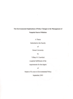 The environmental implications of policy changes to the management of nonpoint source pollution