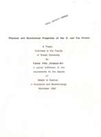 Physical and biochemical properties of the E. coli Tus protein