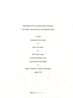 Relationship of post-traumatic stress symptoms with gender, abuse severity, and perpetrator status