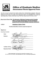 The retention of heritage language and its potential effects on family relationships, and life satisfaction among second-generation Haitian American adolescents