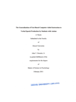 The generalization of text-based computer-aided instruction to verbal speech production by students with autism