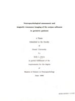 Neuropsychological assessment and magnetic resonance imaging of the corpus callosum in geriatric patients