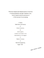 Statistical analysis and characterization of the effect of casting parameters and heat treatment on the tensile properties and microstructure of A-356 aluminum silicon castings