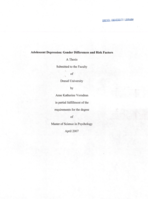 Adolescent depression: gender differences and risk factors