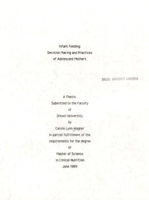 Infant feeding: decision making and practices of adolescent mothers