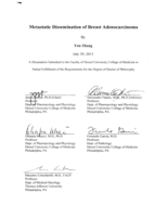 Metastatic dissemination of breast adenocarcinoma
