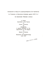 Development of mouse B lymphocyte-myeloma cell hybridomas for production of monoclonal antibodies against HSP-70 of the salamander Plethodon cinereus