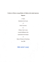 Predictors of distress among mothers of children with autistic spectrum diagnosis