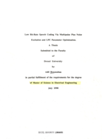 Low bit-rate speech coding via multipulse plus noise excitation and LPC parameter optimization