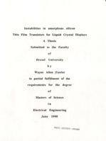 Instabilities in amorphous silicon thin film transistors for liquid crystal displays
