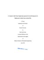 A computer aided tissue engineering approach for the development of a replacement lumbar intervertebral disc