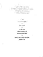 A literature-based study of research on depression in older adults and the role of art therapy in skilled nursing homes