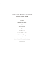 Wear and friction properties of PVA/PVP hydrogels as synthetic articular cartilage