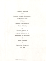 A study of innovation in the corporate aerospace environment: an engineer's guide