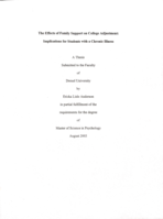 The effects of family support on college adjustment: implications for students with a chronic illness