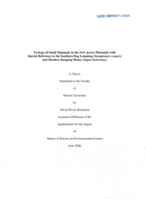 Ecology of small mammals in the New Jersey Pinelands with special reference to the southern bog lemming (Synaptomys cooperi) and meadow jumping mouse (Zapus hudsonius)