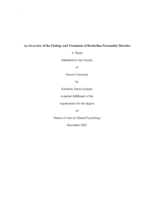 An overview of the etiology and treatment of borderline personality disorder