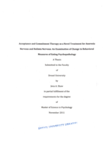 Acceptance and commitment therapy as a novel treatment for anorexia nervosa and bulimia nervosa: an examination of change in behavioral measures of eating psychopathology
