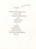 An examination of the effects of cocaine on the activity level and exploratory behavior of offspring of cocaine-exposed male rats