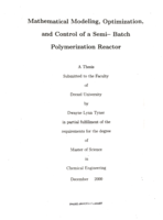 Mathematical modeling, optimization, and control of a semi-batch polymerization reactor