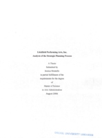 Litchfield Performing Arts, Inc: analysis of the strategic planning process