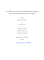 An examination of the association of breastfeeding self-efficacy, breastfeeding duration, and postpartum depressive symptoms in new mothers