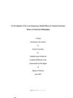 An investigation of the acute respiratory health effects of ambient particulate matter in north east Philadelphia