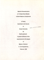 Material characterization of 1/3 scale direct models of block masonry components