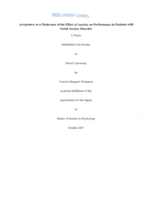 Acceptance as a moderator of the effect of anxiety on performance in patients with social anxiety disorder