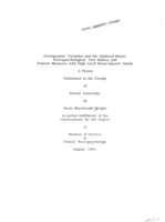 Demographic variables and the Halstead-Reitan neuropsychological test battery and related measures with high level brain-injured adults