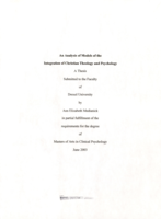 An analysis of models of the integration of Christian theology and psychology