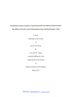 Examining frontal asymmetry using functional near-infrared spectroscopy: the effects of social anxiety during interaction and performance tasks