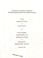 Assessment of variability in DuPont's microbial characterization unit (alpha prototype)