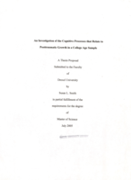 An investigation of the cognitive processes that relate to posttraumatic growth in a college age sample