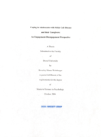 Coping in adolescents with sickle cell disease and their caregivers: an engagement-disengagement perspective