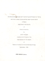 The relationship between self-monitoring and perspective taking abilities in head-injured and non head-injured adults