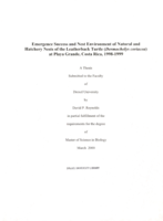 Emergence success and nest environment of natural and hatchery nests of the leatherback turtle (Dermochelys coriacea) at Playa Grande, Costa Rica, 1998-1999